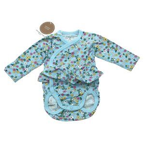 Polarn O. Pyret Baby Organic Cotton Wrap Bodysuit Floral Print 2-4 Months